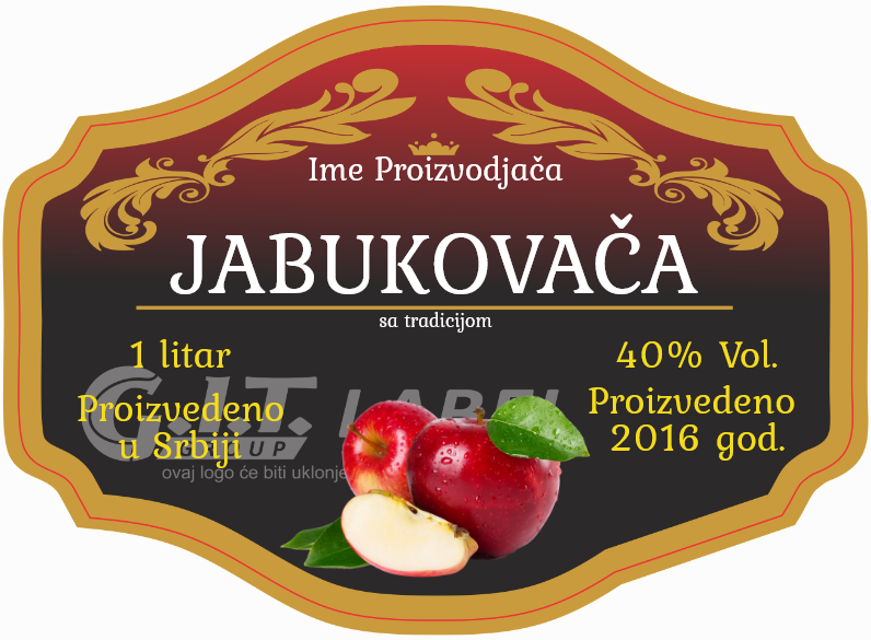 Etikete za flašu rakije jabuka 002 latinica/ћирилица