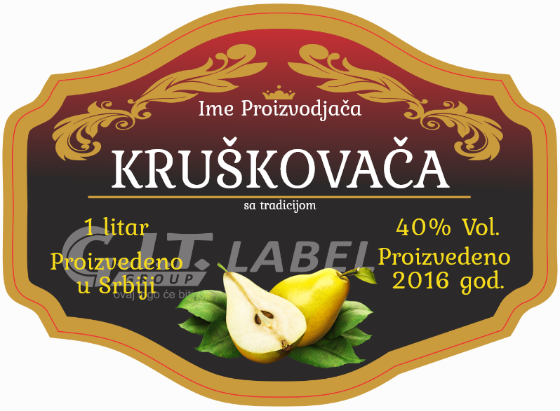 Etikete za flašu rakije dunja 002 latinica/ћирилица