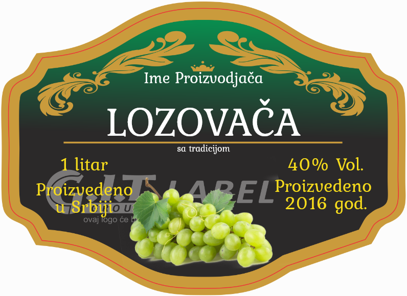 Etikete za flašu rakije loza 002 latinica/ћирилица
