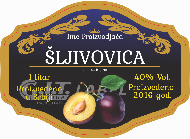 Etikete za flašu rakije sljiva 002 latinica/ћирилица