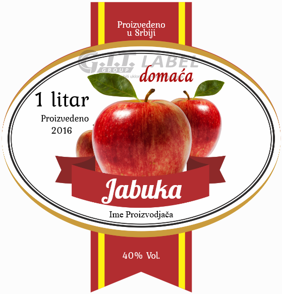 Etikete za flašu rakije jabuka 003 latinica/ћирилица