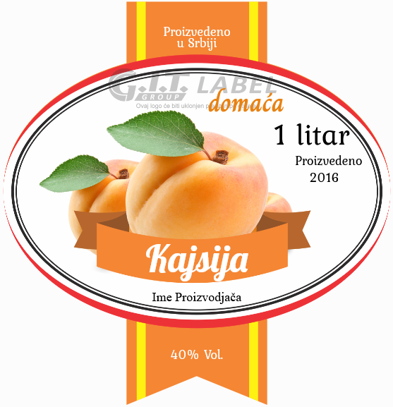Etikete za flašu rakije kajsija 003 latinica/ћирилица