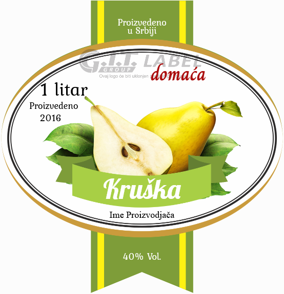 Etikete za flašu rakije kruska 003 latinica/ћирилица