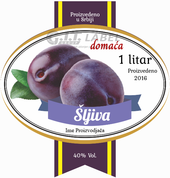 Etikete za flašu rakije sljiva 003 latinica/ћирилица