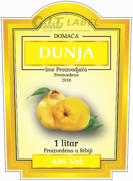 Etikete za flašu rakije dunja 004 latinica/ћирилица