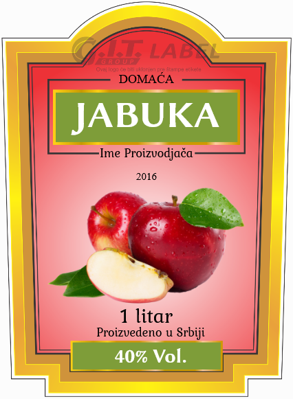 Etikete za flašu rakije jabuka 004 latinica/ћирилица