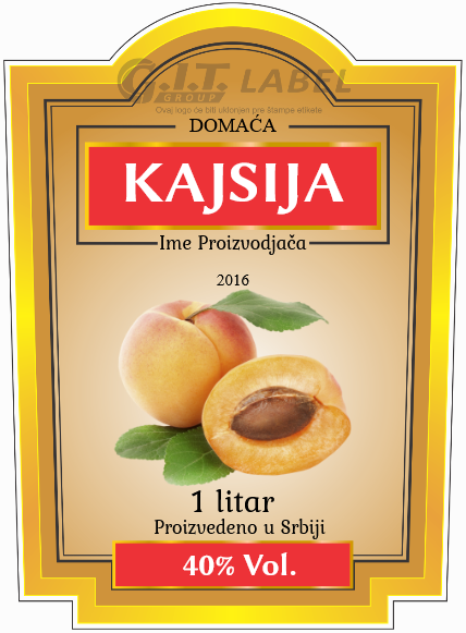 Etikete za flašu rakije kajsija 004 latinica/ћирилица