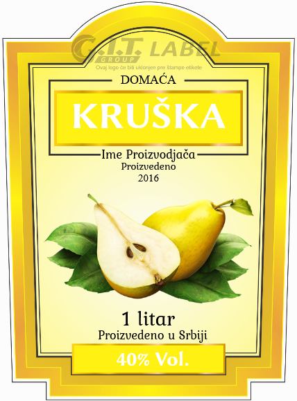 Etikete za flašu rakije kruška 004 latinica/ћирилица