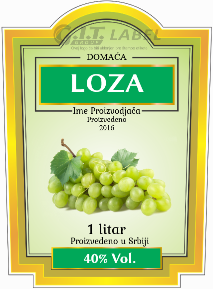Etikete za flašu rakije loza 004 latinica/ћирилица