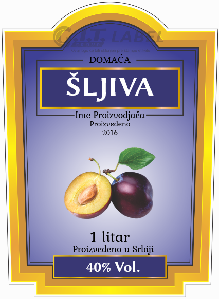 Etikete za flašu rakije šljiva 004 latinica/ћирилица