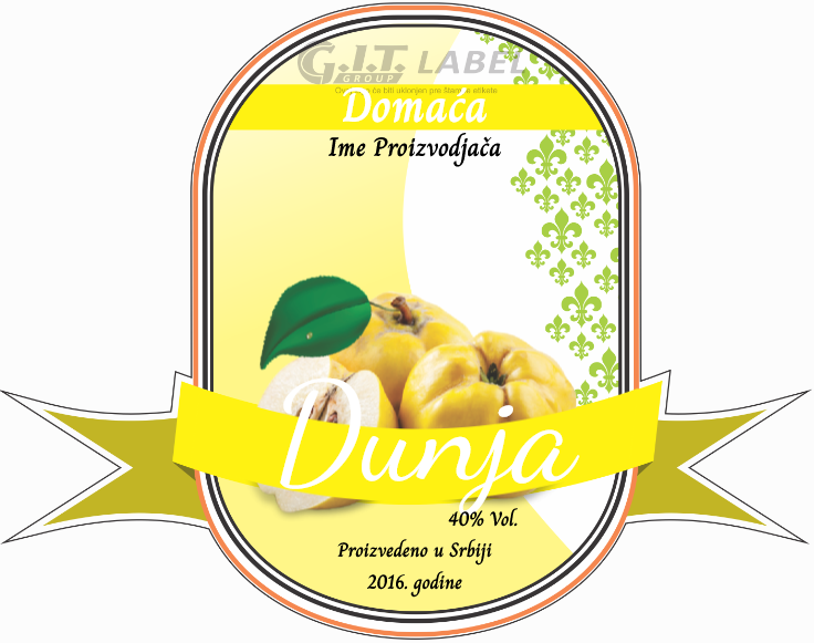 Etikete za flašu rakije dunja 005 latinica/ћирилица