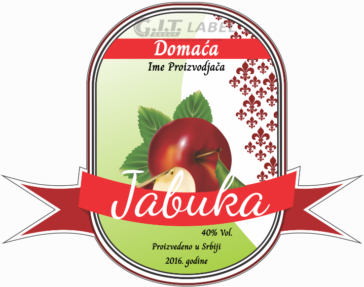 Etikete za flašu rakije jabuka 005 latinica/ћирилица