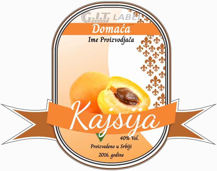 Etikete za flašu rakije kajsija 005 latinica/ћирилица