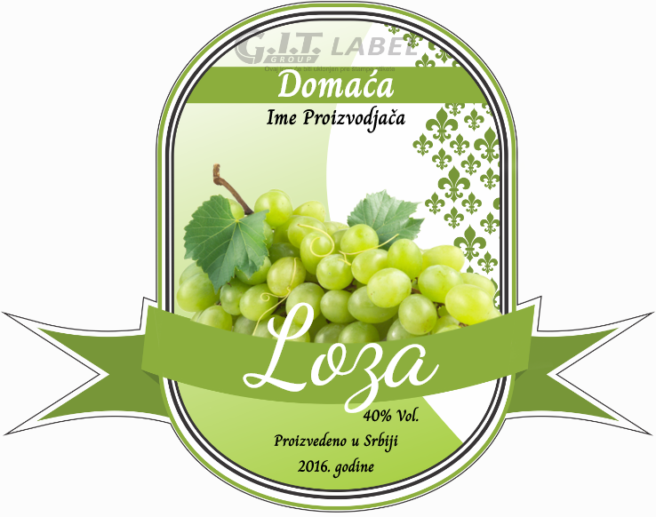 Etikete za flašu rakije loza 005 latinica/ћирилица