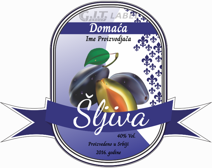 Etikete za flašu rakije sljiva 005 latinica/ћирилица