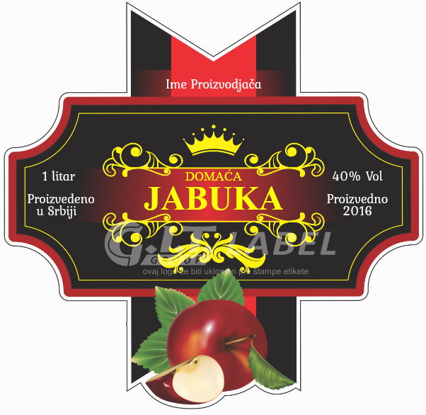 Etikete za flašu rakije jabuka 006 latinica/ћирилица