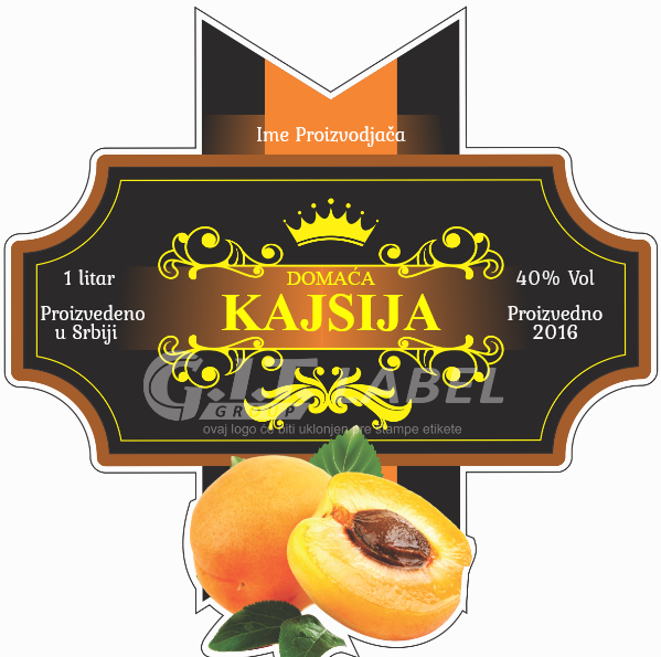 Etikete za flašu rakije kajsija 006 latinica/ћирилица