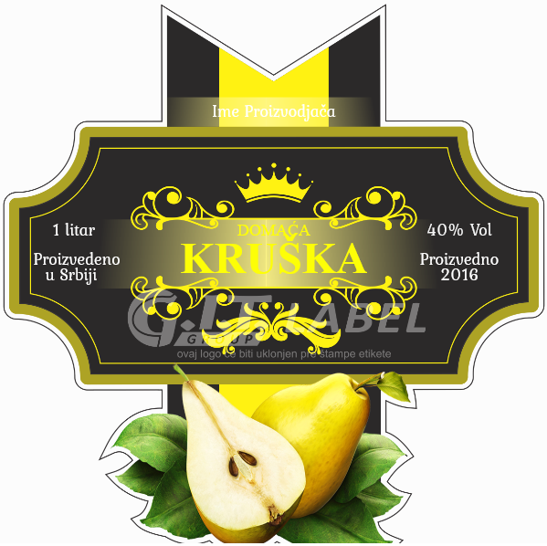 Etikete za flašu rakije kruška 006 latinica/ћирилица