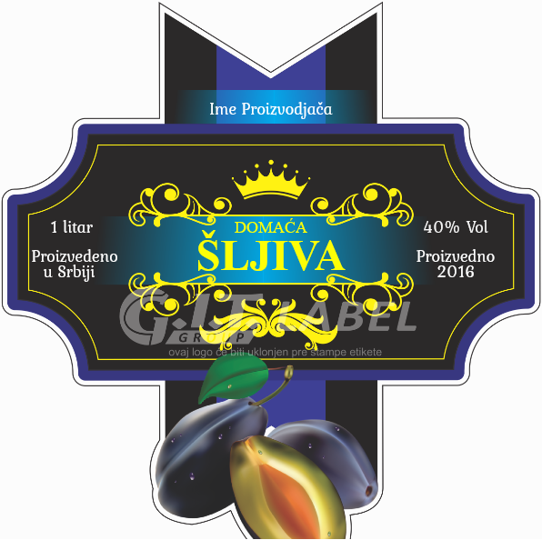 Etikete za flašu rakije sljiva 006 latinica/ћирилица