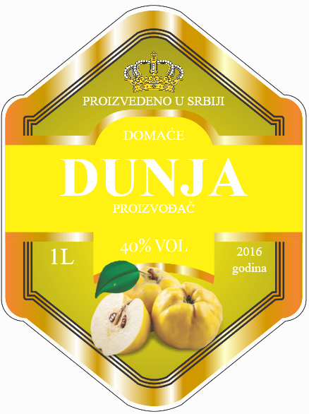 Etikete za flašu rakije dunja 007 latinica/ћирилица