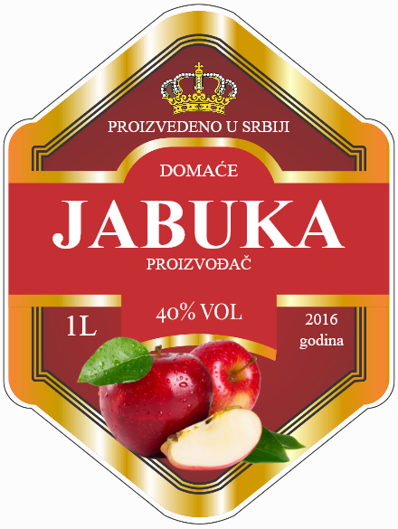 Etikete za flašu rakije jabuka 007 latinica/ћирилица