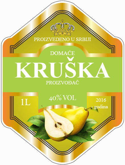 Etikete za flašu rakije kruška 007 latinica/ћирилица