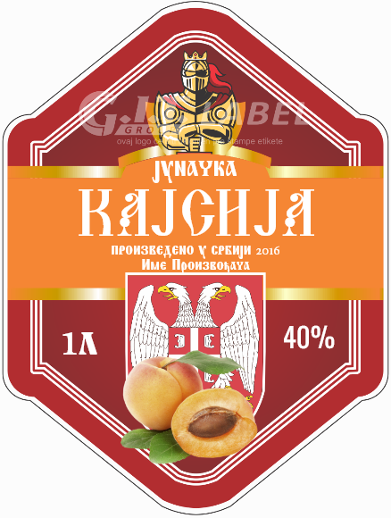 Etikete za flašu rakije kajsija 008 latinica/ћирилица