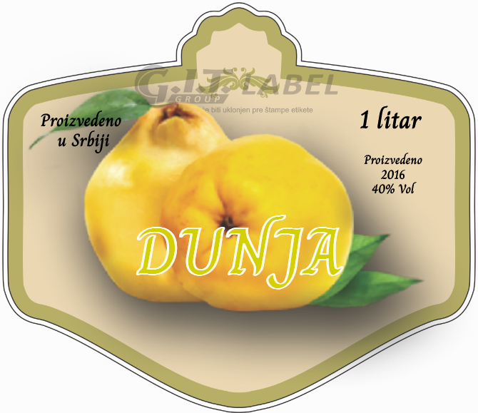 Etikete za flašu rakije dunja 010 latinica/ћирилица