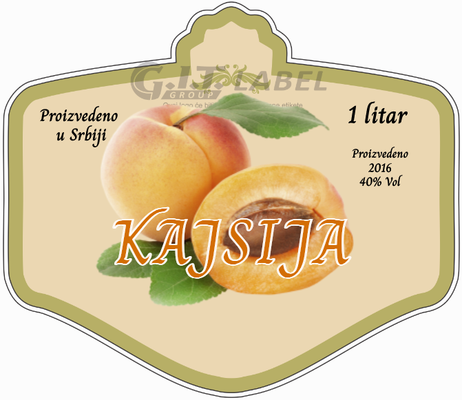 Etikete za flašu rakije kajsija 010 latinica/ћирилица