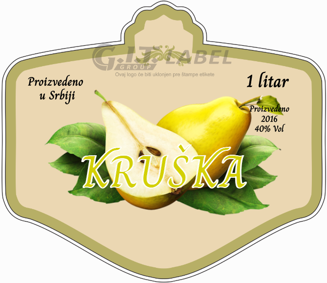 Etikete za flašu rakije kruška 010 latinica/ћирилица