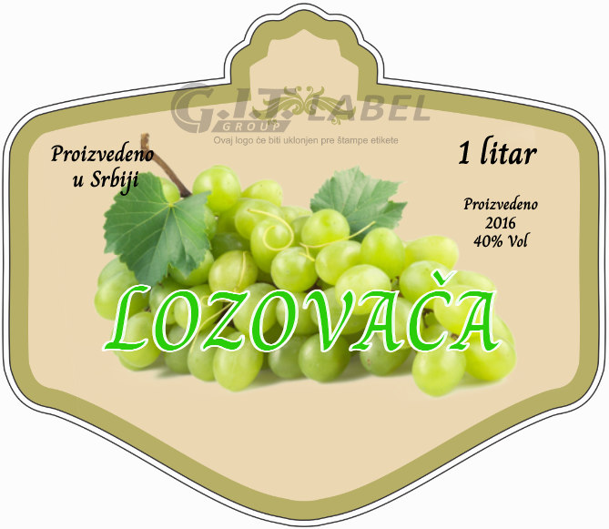 Etikete za flašu rakije loza 010 latinica/ћирилица