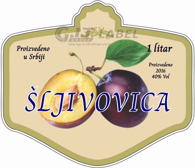 Etikete za flašu rakije šljiva 010 latinica/ћирилица