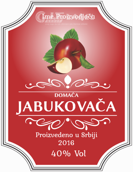Etikete za flašu rakije jabukovača 011 latinica/ћирилица