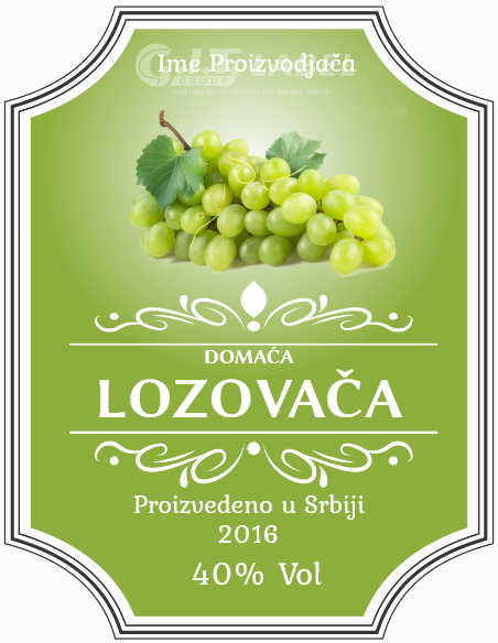 Etikete za flašu rakije lozovača 011 latinica/ћирилица
