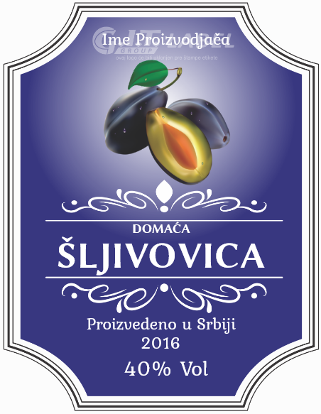 Etikete za flašu rakije šljivovica 011 latinica/ћирилица