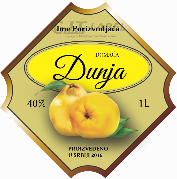 Etikete za flašu rakije dunja 012 latinica/ћирилица