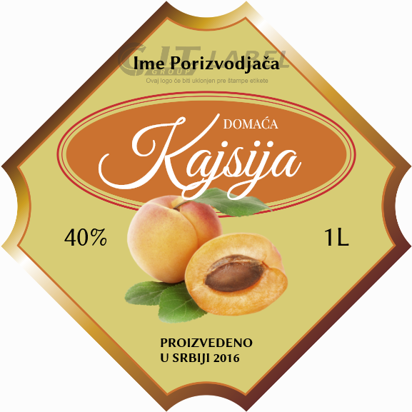 Etikete za flašu rakije kajsija 012 latinica/ћирилица