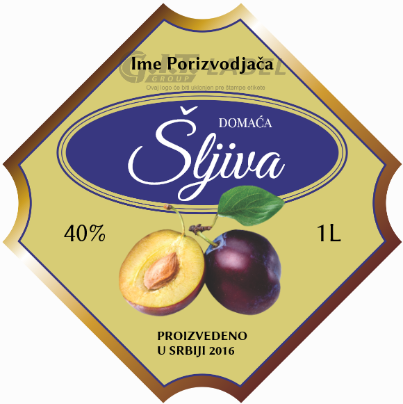 Etikete za flašu rakije šljiva 012 latinica/ћирилица