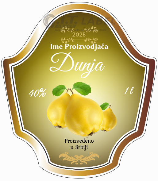 Etikete za flašu rakije dunja 012 latinica/ћирилица