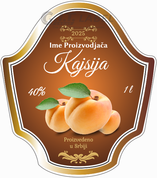 Etikete za flašu rakije kajsija 012 latinica/ћирилица