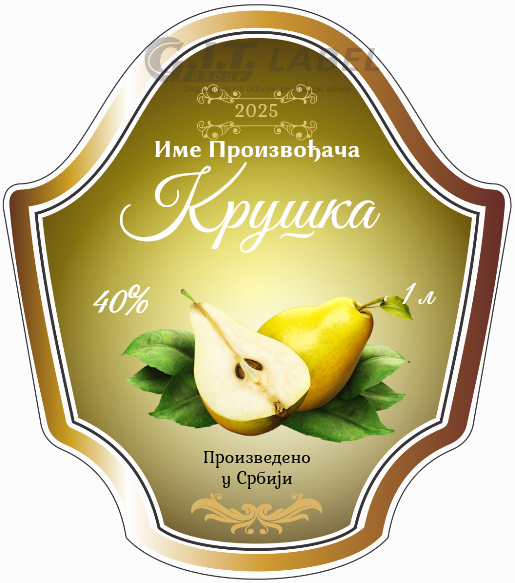 Etikete za flašu rakije kruška 012 latinica/ћирилица
