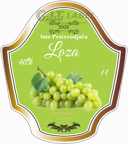 Etikete za flašu rakije loza 012 latinica/ћирилица