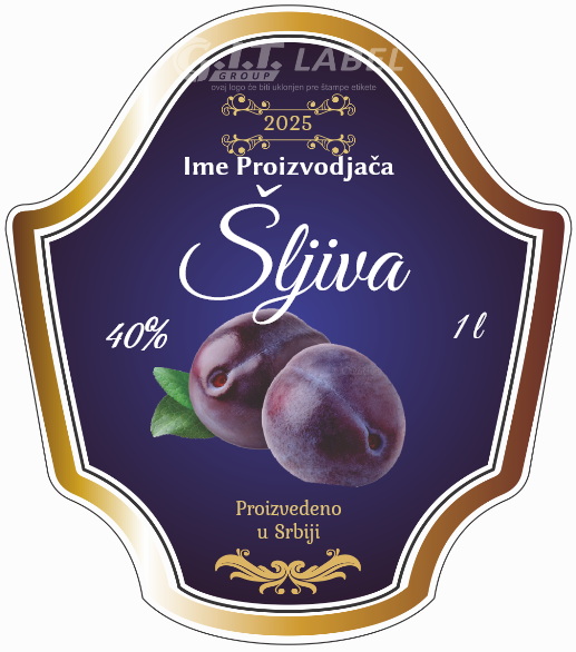 Etikete za flašu rakije šljiva 012 latinica/ћирилица