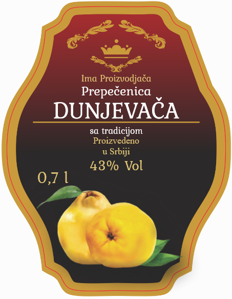 Etikete za flašu rakije dunja 018 latinica/ћирилица