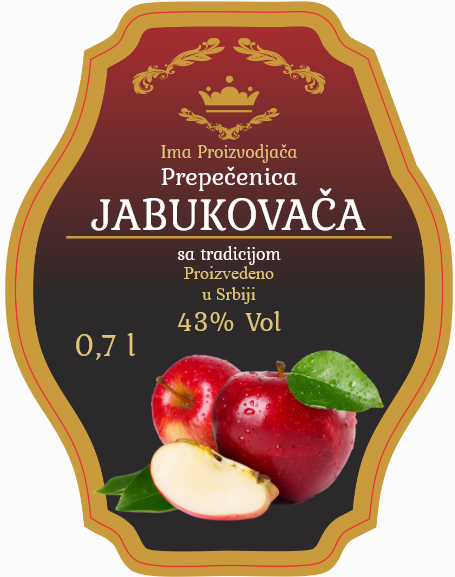 Etikete za flašu rakije jabuka 018 latinica/ћирилица