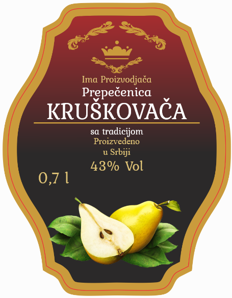 Etikete za flašu rakije kruška 018 latinica/ћирилица