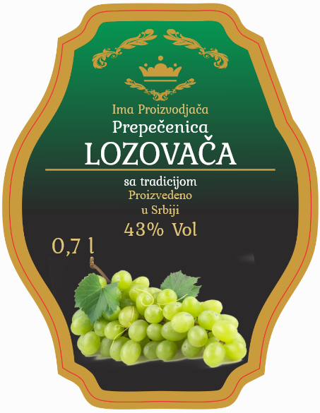 Etikete za flašu rakije loza 018 latinica/ћирилица