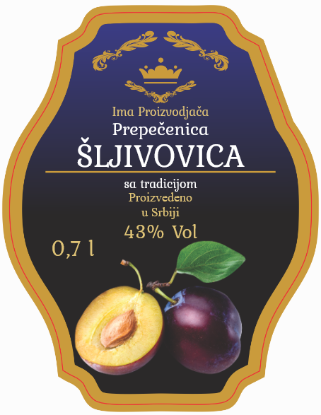 Etikete za flašu rakije šljiva 018 latinica/ћирилица