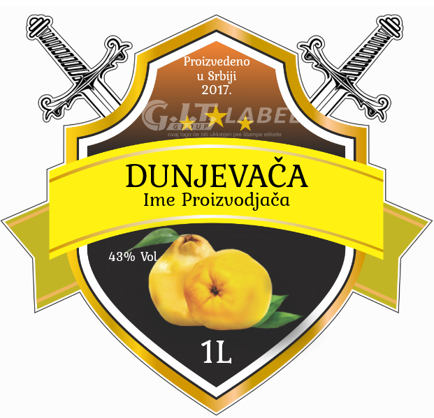 Etikete za flašu rakije dunja 019 latinica/ћирилица