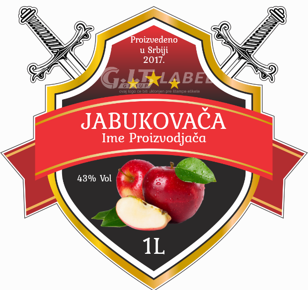 Etikete za flašu rakije jabuka 019 latinica/ћирилица